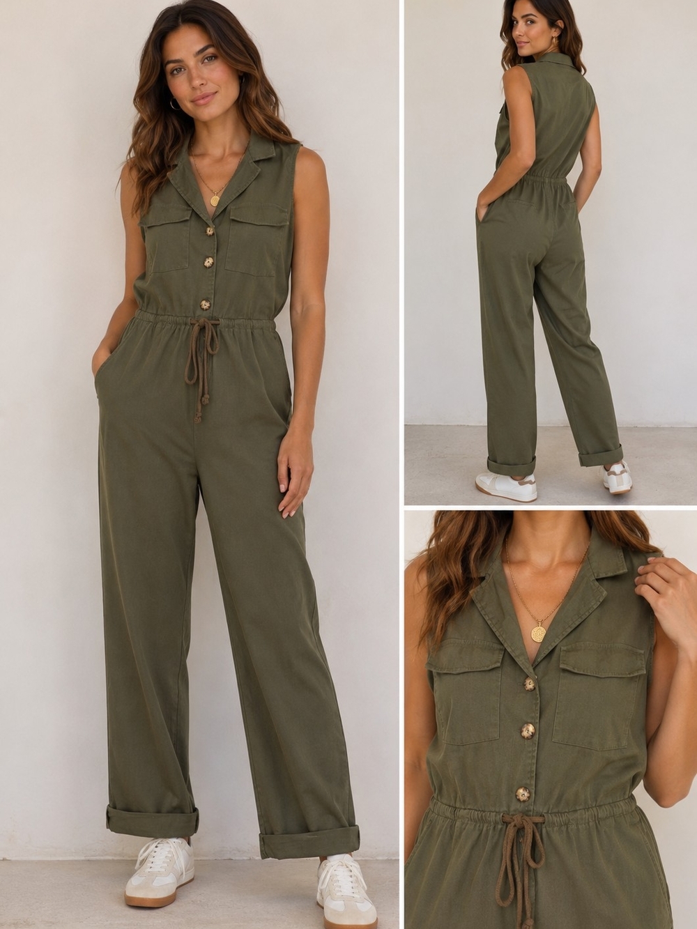 Wild Fable Olive Green Sleeveless Jumpsuit